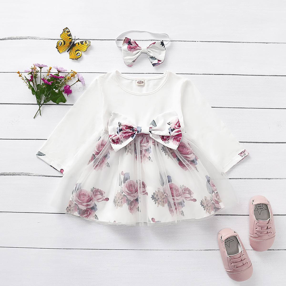 Baby Girl Dress Floral Tutu Mesh Dress